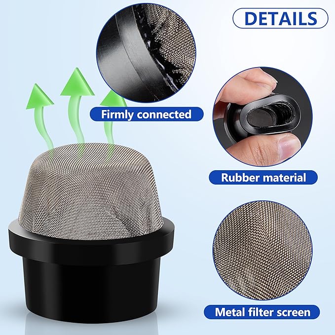 DECOHS 4 Pcs 190106Z Air Bleeder Screen Cap- Stainless Steel Screen Filter Cap Replacement Parts- Air Valve Strainer Cap for Most Pools Filters
