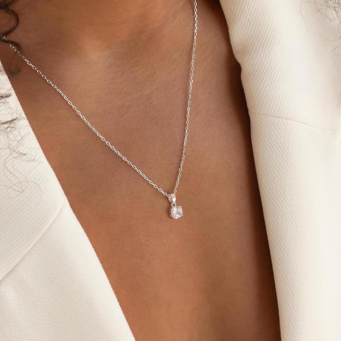 Valentines Day Gifts for Women Her - Dainty Necklaces for Women Cute Station Choker Simulated Diamond Necklace Simple Layering CZ Necklace Trendy Jewelry Gifts