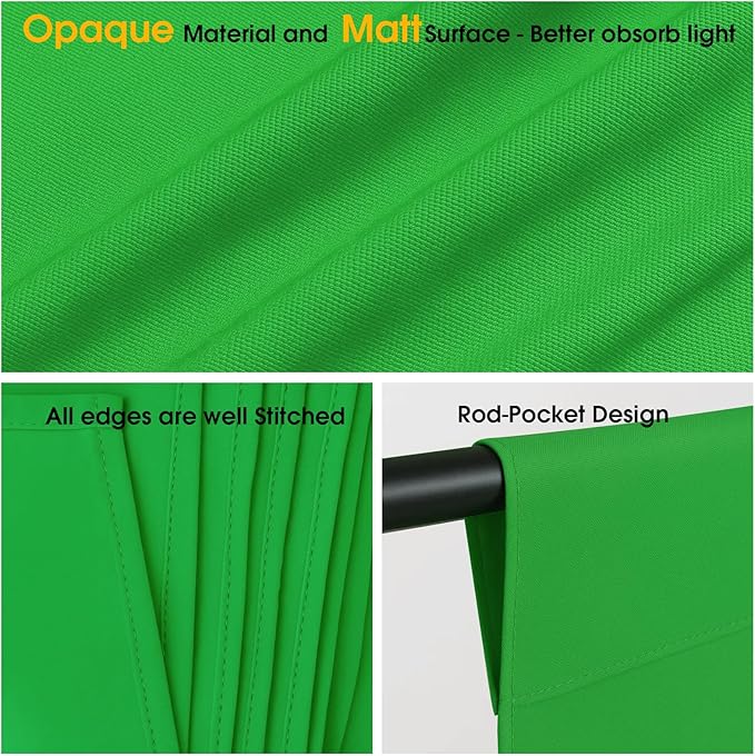 10x20ft Green Screen Backdrop for Photography, Dual-Size Dual-Pocket Design Chromakey Background for Photoshoot, Game Steaming, Zoom Meeting with Both Options of 10 ft and 20 ft in Width