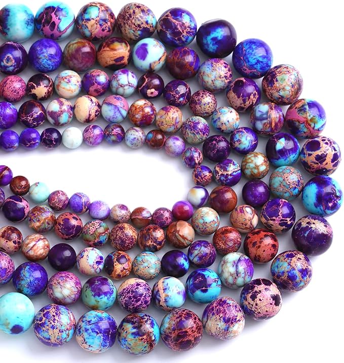 4MM 88PCS Natural Stone Galaxy Purple Sea Sediment Imperial Jasper Loose Beads for Jewelry Making DIY Bracelet Necklace