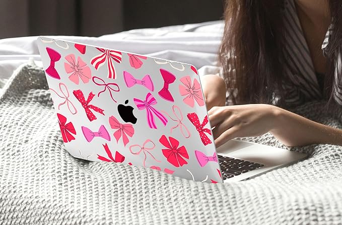 CISSOOK Compatible with MacBook Air 13.6 inch Case 2025 2024 2023 2022 Release A3240 A3113 A2681, Plastic Hard Shell Case Keyboard Cover Screen Protector for MacBook Air 13inch M2 M3 M4, Pink Bows