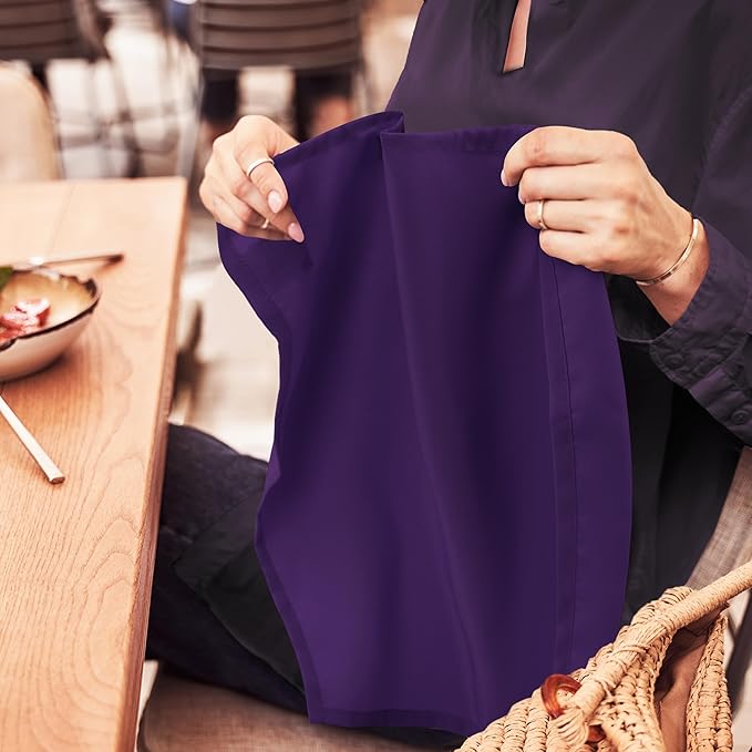 Utopia Home [24 Pack, Purple] Cloth Napkins 17x17 Inches, 100% Polyester Hemmed Edges, Washable and Reusable Ideal for Parties, Weddings and Dinners