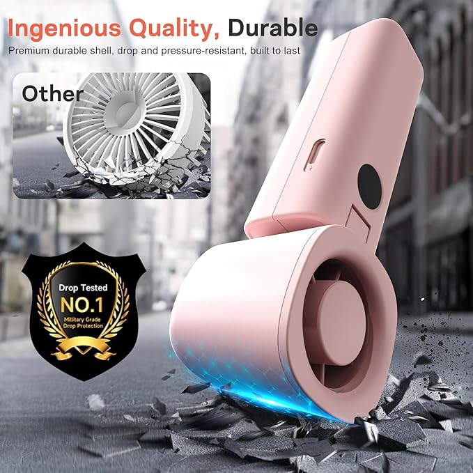 Personal Handheld Fan, Portable 3-in-1 High-Speed Turbo Fan with 5 Gear Wind, USB Mini Personal with 4000mAh Rechargeable Battery for Outdoor/Summer/Travel/Camping/Vacation Essentials Pink