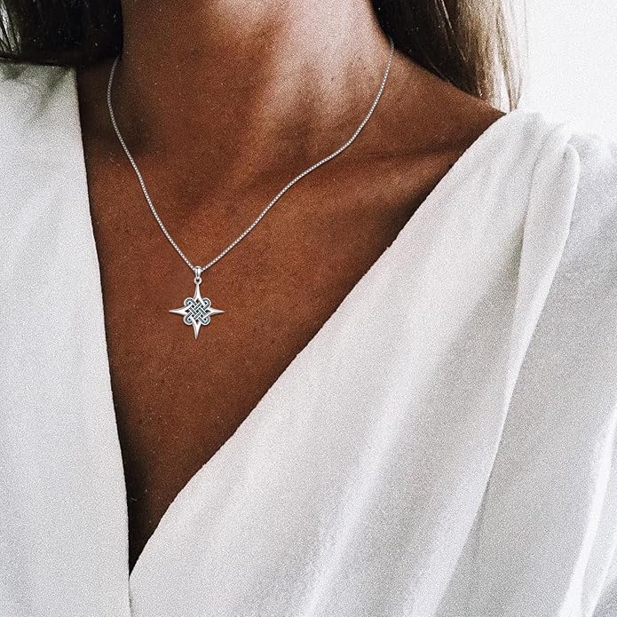 Genuine Turquoise Celtic Knot Necklace,925 Sterling Silver Native American Boho Western Pendant Real Gemstone Jewelry Birthdays Gift for Women Celtic Lover