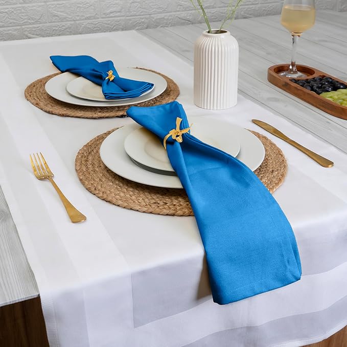 Blue Needles Solid Cloth Napkins Set of 6 Royal Blue 100% Cotton Dinner Napkins 18x18 inches - Soft, Reusable, Absorbent & Washable Fall Thanksgiving Linen, Ideal for Events, Parties & Everyday Use