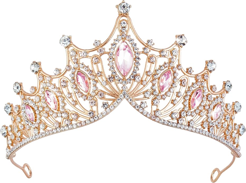 Gold Crown for Women Crystal Princess Tiaras Rhinestone Queen Headband Wedding Bridal Hair Accessories Birthday Prom Pageant Party Coming of Age Ceremony Photo Props