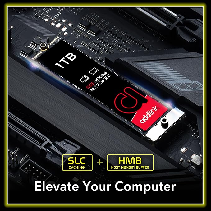 Addlink G55 1TB PCIe 5.0 Gen5 NVMe M.2 SSD- Up to 10,200 MB/s - PC Gaming Upgrade, Photography, Video Editing & Design - Gen5x4 Internal Solid State Drive (ad1TBG55M2P)
