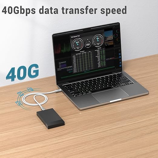 240W USB C Cable 6.6FT 2 Packs, USB4 Cable with 40Gbps High Speed Data Transfer, Single 8K/Dual 4k Display Compatible for Thunderbolt 4/3 Monitor/Hub/Docking Stations, iPhone 16/16 Pro