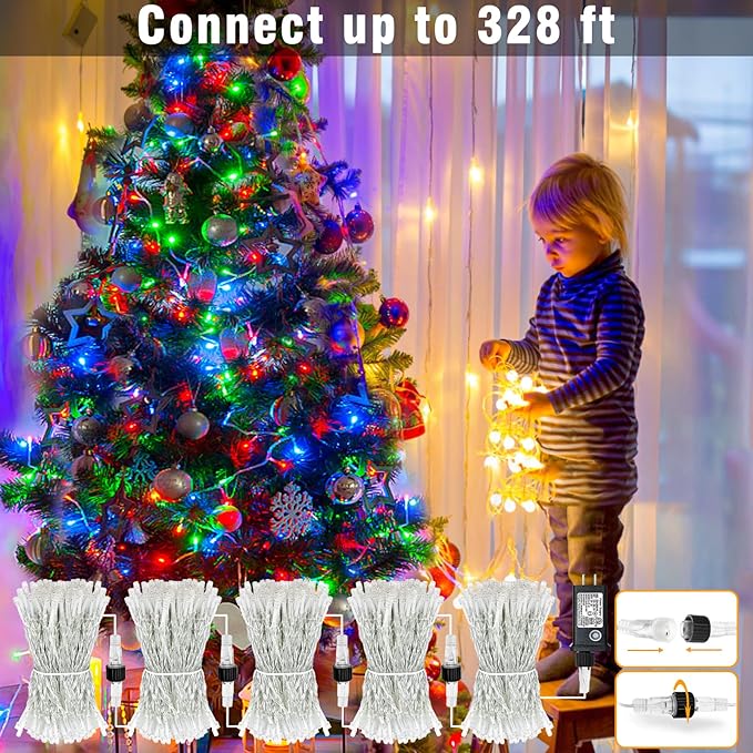 66FT 200 LED Christmas Lights Outdoor, Plug in Christmas String Lights Indoor, Waterproof & 8 Modes & Timer Function, Connectable Fairy Twinkle Light for Home Wedding House Decor, Multicolor