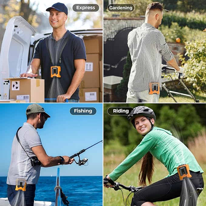 Portable Mini Waist Fan - Personal Wearable Clip on Belt Fan, Rechargeable Battery Operated, Max 25H Cooling,4 Speeds 13000RPM Turbo Hands-Free Shirt Neck Fan for Outdoor Jobsite Camping Traveling