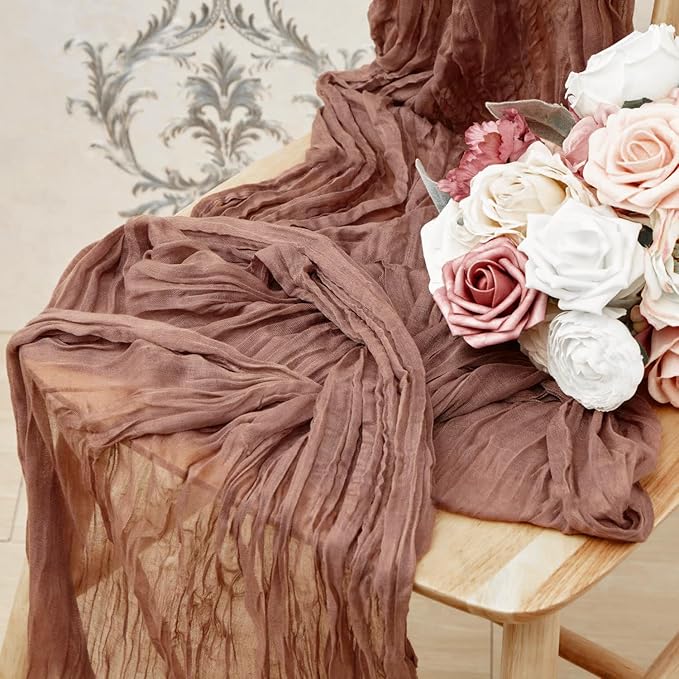 2 Pack 10 Ft Cheesecloth Table Runner Dusty Pink Gauze Long Table Runners Boho Gauze Cheese Cloth Table Runner Rustic Sheer Runner for Wedding Party Table Decor ( 35 x 120 Inch )
