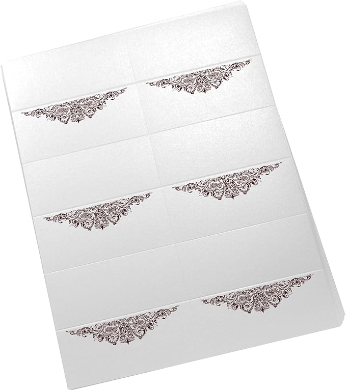 Paisley Printable Place Cards, Chocolate (Choose Color), Set of 60 (10 Sheets), Laser & Inkjet Printers - Wedding, Party, Dinner, and Special Events - Made in the USA