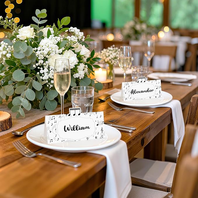 Music Theme Table Place Cards Notes Folded Place Cards Decorations Seating Name Cards for Music Theme Birthday Decor Back to School Classroom Wedding Party Supplies