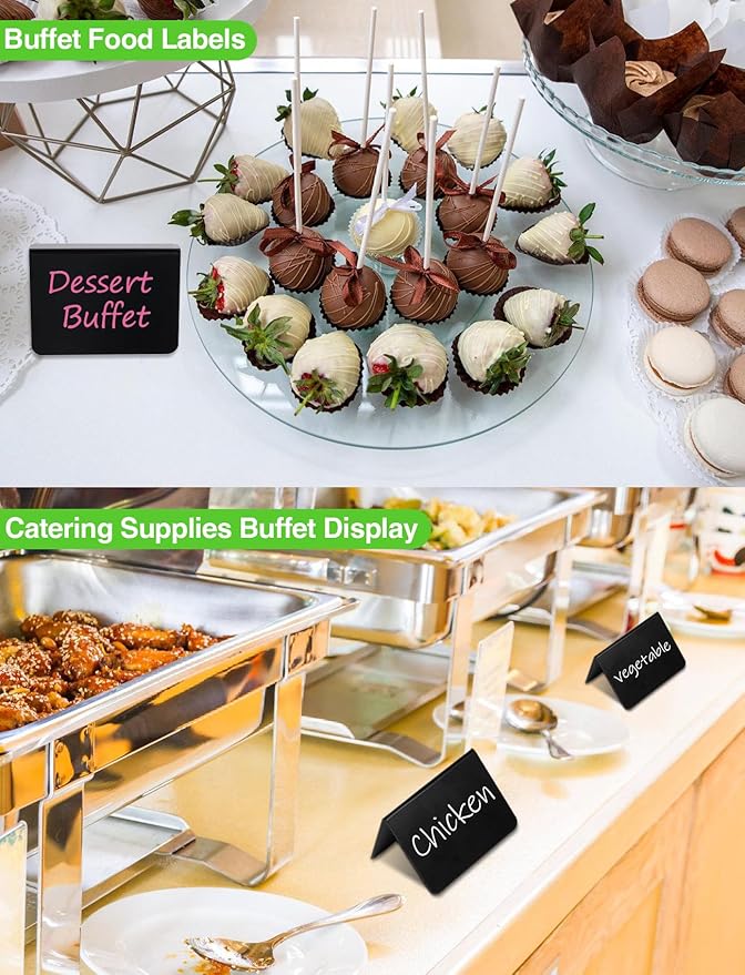 Herda 12 Pack 4"x3" Mini Chalkboard Signs for Party Buffet,Food Labels for Party Supplies-Wedding Table Signs -Bakery Food Tags-Small Chalkboard Place Cards with 6 Liquid Multicolored Chalk Markers