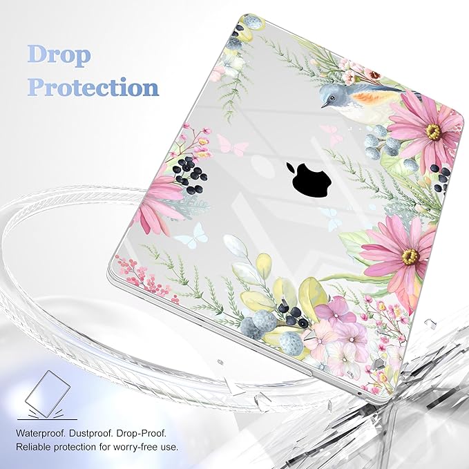 May Chen Compatible with MacBook Pro 13 inch Case 2022 2021 2020 Release Models A2338 M2 M1 A2251 A2289, Plastic Hard Shell Case + Keyboard Cover for Mac Pro 13" with Touch Bar, Blue Bird