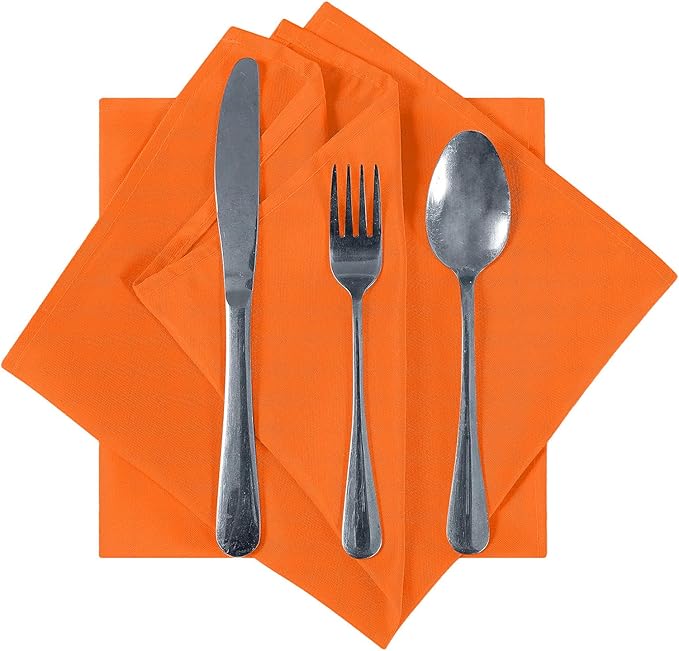 Cupuamon Cloth Napkins 20x20 inch Washable Polyester Dinner Napkins Soft Table Napkins for Wedding Party Dining Banquet(Orange,12PCS)