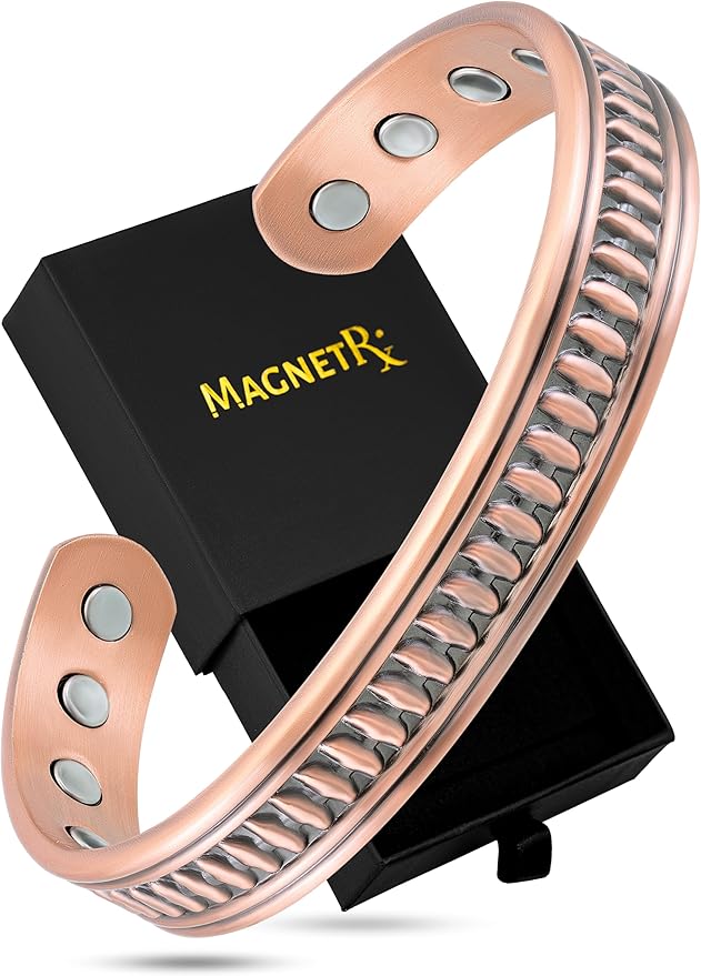 MagnetRX® Magnetic Copper Bracelets for Men – Effective 99.9% Pure Copper Bracelet for Men – Adjustable Copper Magnetic Bracelets (Native)