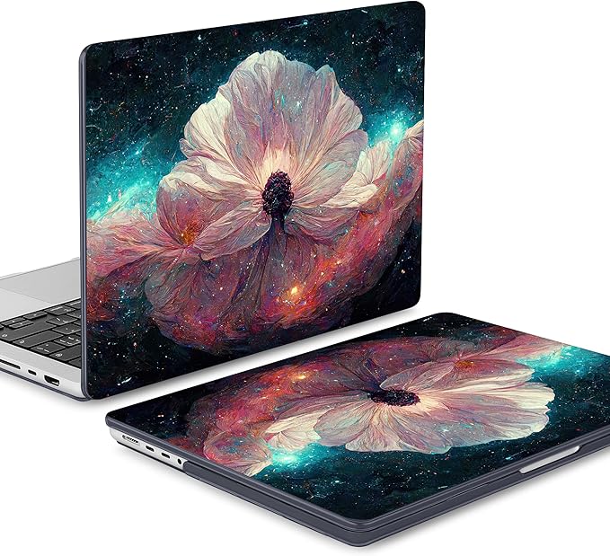 Mektron Case for MacBook Pro 16" M4 A3403 A3186 M3 A2991 M2 A2780 M1 A2485 (2021/2023/2024) Pro/Max with Touch ID, Hard Shell Plastic Laptop Cover Keyboard Cover Screen Protector, Galaxy Flower