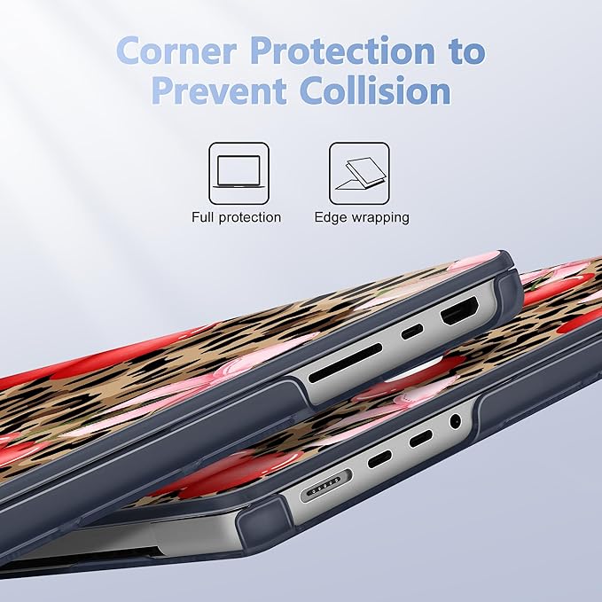 for MacBook Pro 16 inch Case 2021 2022 2023 2024 Release A3186 A3403 M4 A2991 M3 A2780 M2 A2485 M1 Pro/Max, Hard Shell Case with Screen Protector & Keyboard Cover, Leopard Cherry