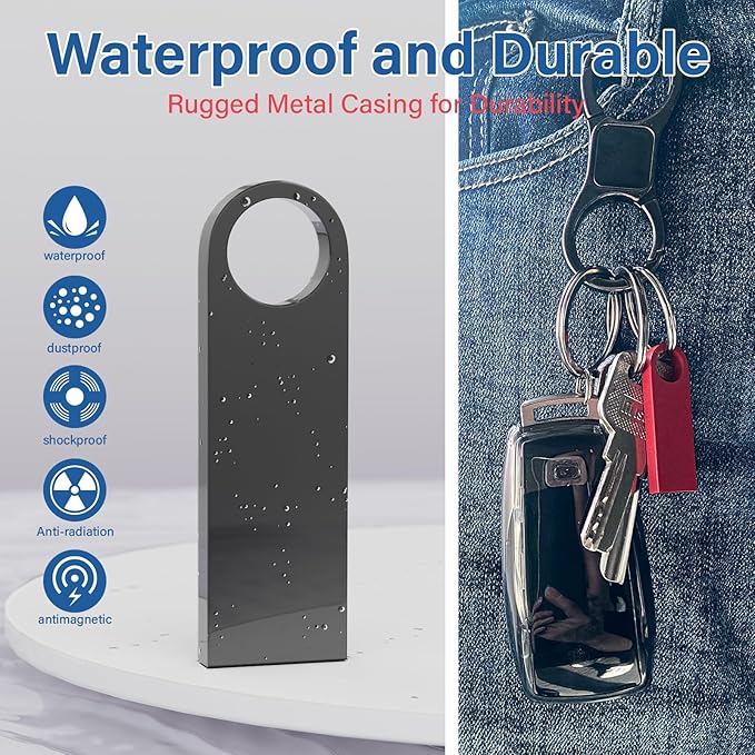 5 Pack 8GB USB Flash Drive with Keychains, Wooolken Sleek Metal USB 2.0 Thumb Drives Memory Stick for PC Laptop Computer
