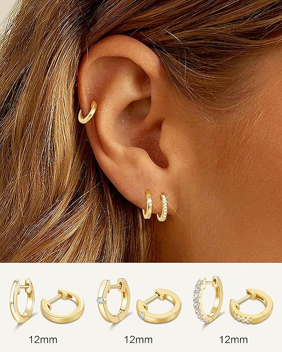 Tassel Chain Small Gold Hoop Dangle Earring For Women Huggie Earring Heart Star CZ 14K Gold Plated Fashion Jewelry Friendship Gift