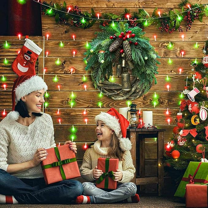 800 LED Christmas Lights Outdoor Indoor, String Lights for Outside with 8 Modes Waterproof, Plug in Twinkle Light Clear Wire for Xmas Tree, House, Garden, Party Decorations, Red Green