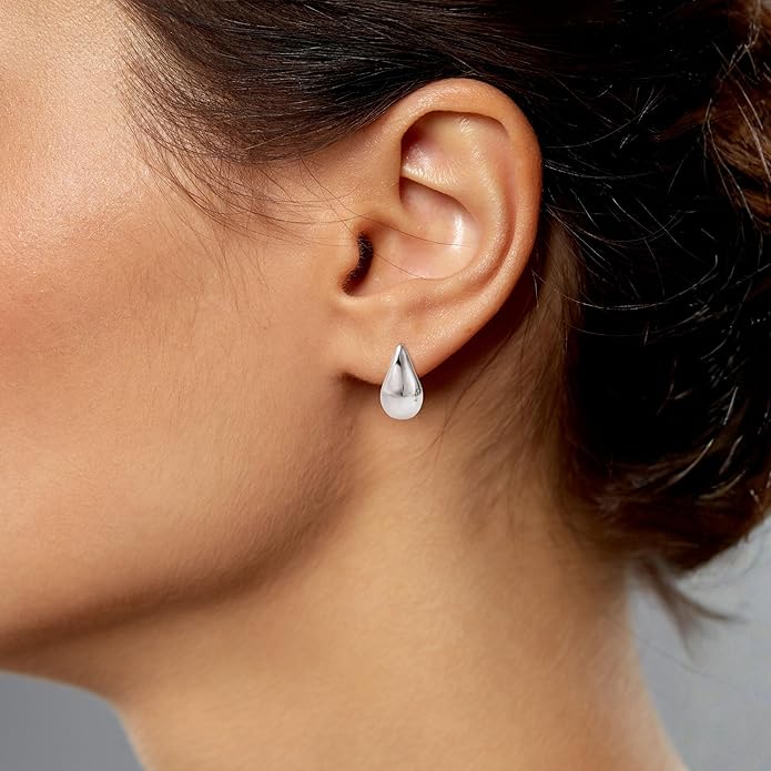 Women's Large Teardrop Earrings, High-Polish, in 10K Yellow Gold