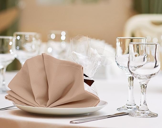 Utopia Kitchen Taupe Cloth Napkins [12 Pack, 18x18 Inch] Cotton Blend Washable and Reusable Table Dinner Napkins