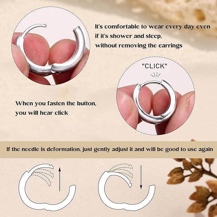 BESTEEL 3Pairs 14K Gold Plated Hoop Earrings Set for Women Chunky Earring Silver Plated Hypoallergenic Small Huggie Hoops Lightweight Tiny Thick Trendy Hoop Earrings Stacks for Multiple Piercing