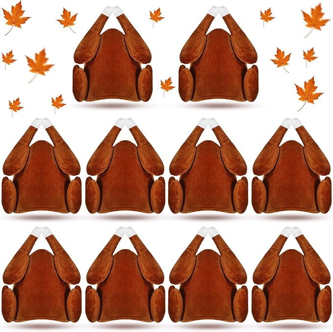 Hanaive 10 Pieces Thanksgiving Turkey Hats Bulk for Adults Turkey Costume for Dress-up Party Plush Turkey Hat Party Supplies