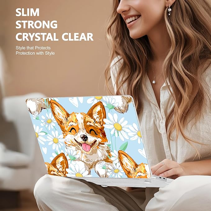 Case for MacBook Pro 13 inch with/Without Touch Bar (2016-2022, M2 A2338 M1 A2289 A2251 A2159 A1989 A1706 A1708), Hard Shell + Keyboard Cover + Dust Plug, Cute Corgi Dog