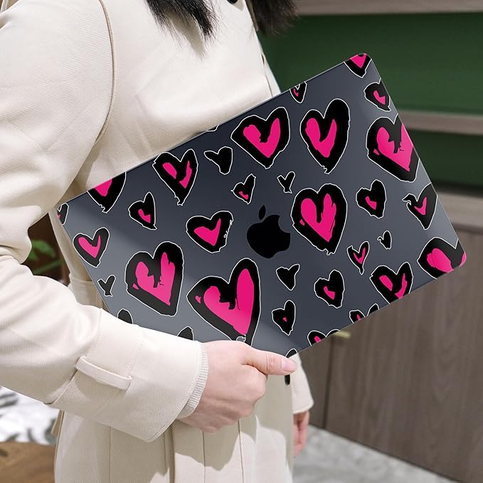 MEEgoodo Case for MacBook Air M4/M3/M2 13.6 inch 2025 2024 2022, Fit Model A3240 A3113 A2681, Compatible with MacBook Air 13 inch, Laptop Hard Shell Case with Keyboard Cover, Handwritten Heart
