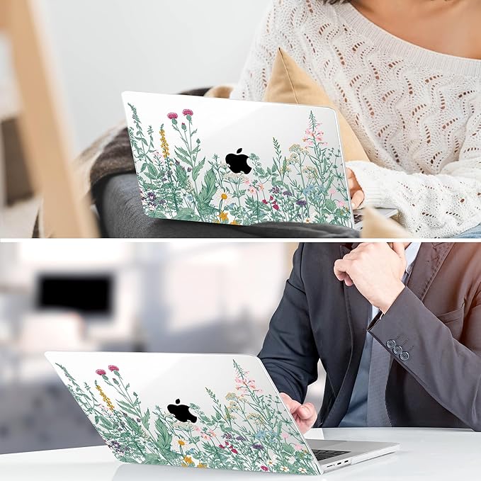 TWOLSKOO Compatible with M4 MacBook Air 15 inch Case 2025-2023 Released Model M4 A3241 M3 A3114 M2 A2941, Plastic Hard Shell & Screen Protector & Keyboard Cover & Trackpad Film, Botanical Illustration