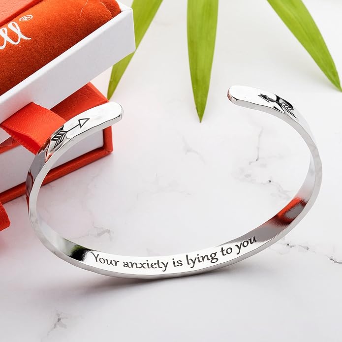 Carviell Engraved Cuff Bracelets for Women – Inspirational, Friendship, Love, Mom, Daughter, Sister, Christian, Graduation, Memorial & Wedding Gifts – 80+ Phrases – Stainless Steel, Gift-Ready