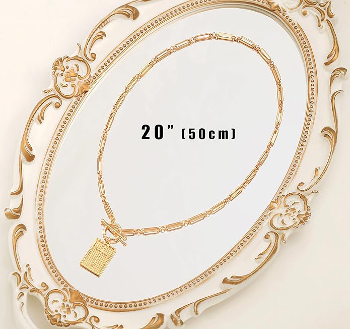Aobei Pearl 18K Gold Plated Moon Star Lion Evil Eye Love Heart Cross Pendant Necklace Medallion Paperclip Chian Choker Layering Jewery for Women