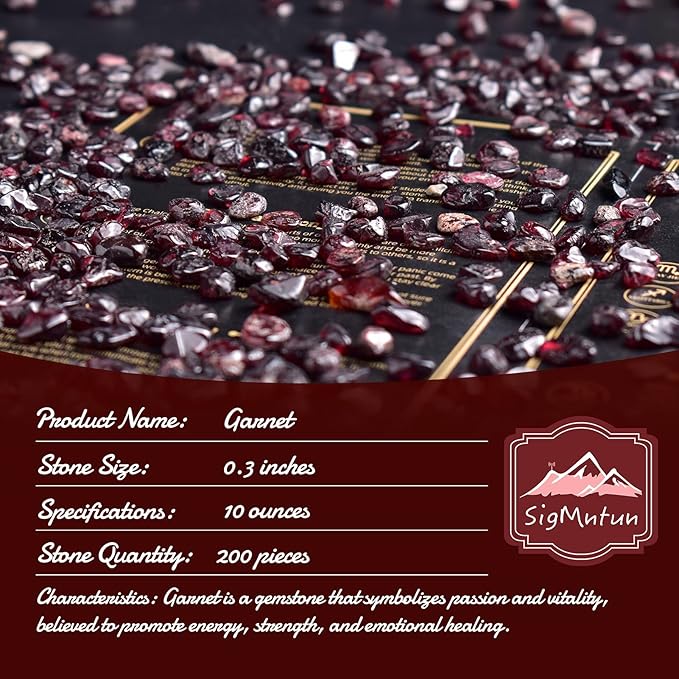 Polished Garnet Crystal Chips 200 Pcs - 0.3" 10 oz Tumbled Stone Chips Crushed Sea Glass Stones Healing Reiki Crystal Jewelry Making Home Decoration