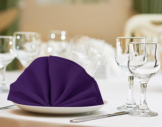 Utopia Home [24 Pack, Purple] Cloth Napkins 17x17 Inches, 100% Polyester Hemmed Edges, Washable and Reusable Ideal for Parties, Weddings and Dinners