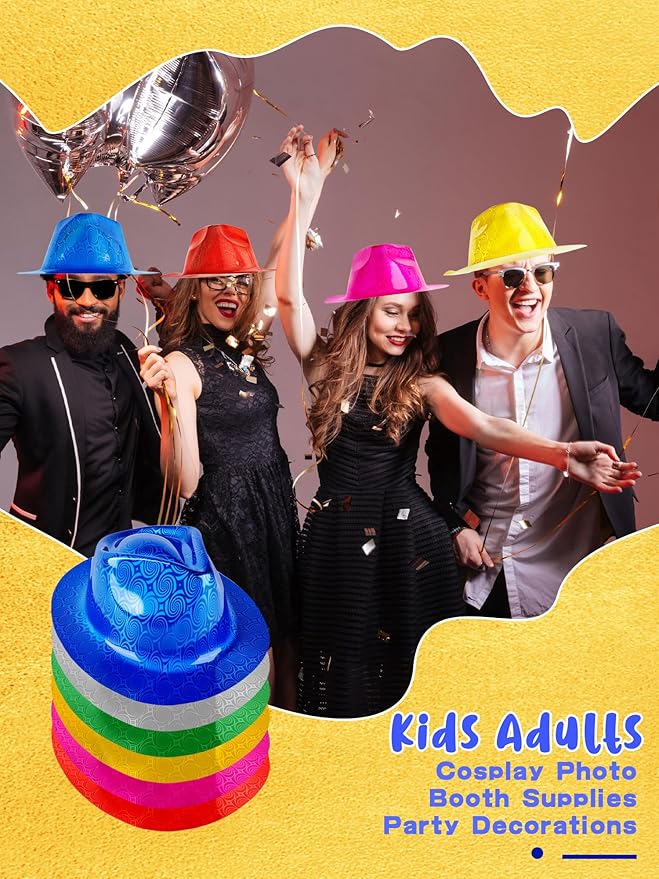 36 Pcs Party Gangster Hats Plastic Party Hats Bulk Fedora Party Hats for Kids Adults Cosplay Photo Booth Supplies