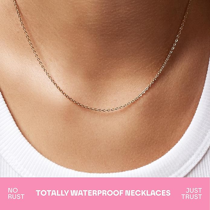 Hey Harper Gold Necklace For Women Trendy Necklace - 14K Golden PVD Coating Waterproof & Sweatproof Non Tarnish Jewelry Chain Necklaces