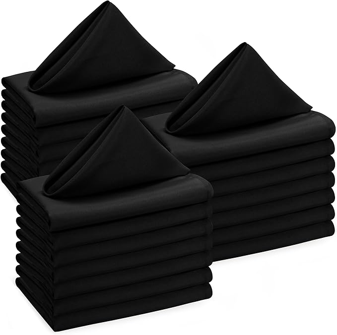 Utopia Home [288 Pack, Black] Cloth Napkins 17x17 Inches, 100% Polyester Hemmed Edges, Washable and Reusable Ideal for Parties, Weddings and Dinners