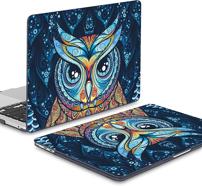 Mektron for MacBook Pro 13-inch Case 2022 2021 2020 Release A2338 M2 M1 A2289 A2251, Printing Plastic Hard Shell Cover with Keyboard Skin for MacBook Pro 13.3-inch Touch Bar Fits Touch ID, Cute Owl