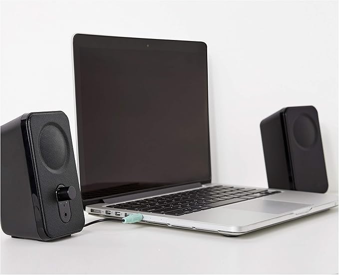 Amazon Basics Computer Speakers for Desktop or Laptop PC, AC-Powered (US Version), Black