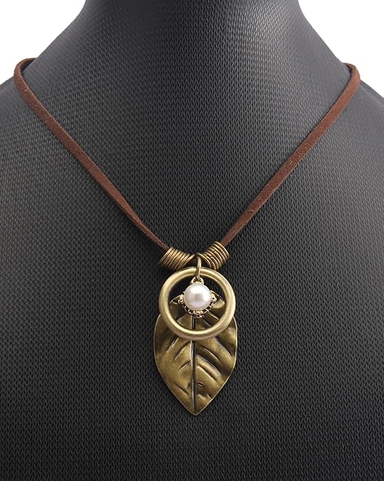 GelConnie Boho Necklaces for Women Vintage Silver Circles Long Pendant Necklace Cowgirl Sweater Necklace Adjustable Leather Choker Necklace for Women
