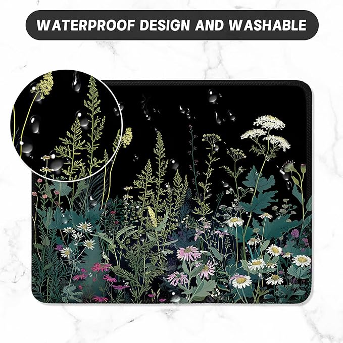 ITNRSIIET Mouse Pad with Stitched Edge Premium Textured Smooth Precise Operation Waterproof Washable Non-Slip Rubber Base Desktop Protection Mat, 10.2×8.3×0.12 inches, Pretty Flowers