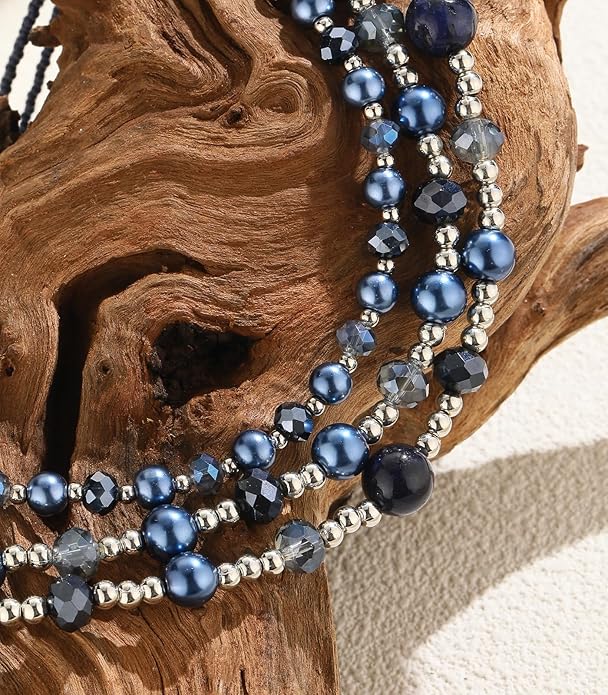Noessla Beaded Statement Necklaces for Women Layered Chunky Bead Necklace Fashion Costume Jewelry Gifts for Mom