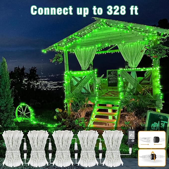 66FT 200 LED Christmas Lights Outdoor, Plug in Christmas String Lights Indoor, Waterproof & 8 Modes & Timer Function, Connectable Fairy Twinkle Light for Home Room Yard Christmas Decor, Green