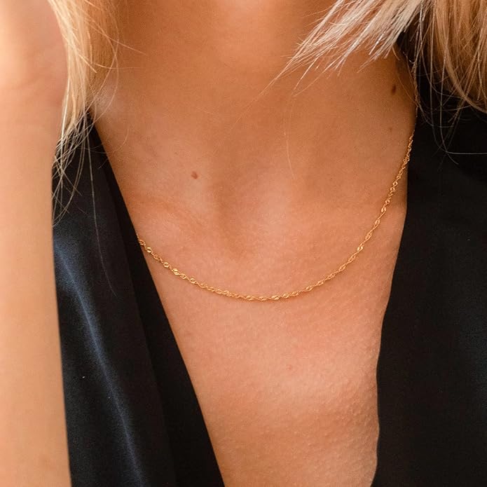 Gold Layered Necklaces for Women, 14K Gold Plated Dainty Gold Chain Choker Necklace Stack, Herringbone Gold Necklaces Set