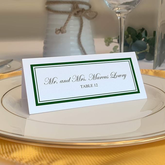 Double Line Border Place Cards, Hunter Green (Choose Color), Set of 150, Pre-cut and Scored - Wedding, Party, Dinner, and Special Events - Made in the USA