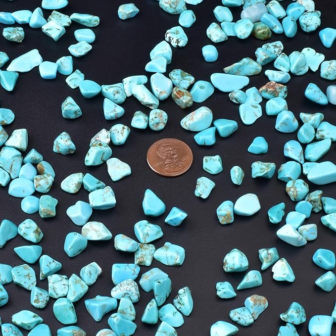 Polished Turquoise Crystal Chips 200 Pcs - 0.3" 10 oz Tumbled Stone Chips Crushed Sea Glass Stones Healing Reiki Crystal Jewelry Making Home Decoration