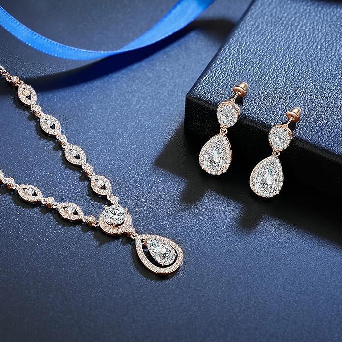 GULICX AAA Cubic Zirconia CZ Silver Plated Base Women's Party Jewelry Set Earrings Pendant Necklace